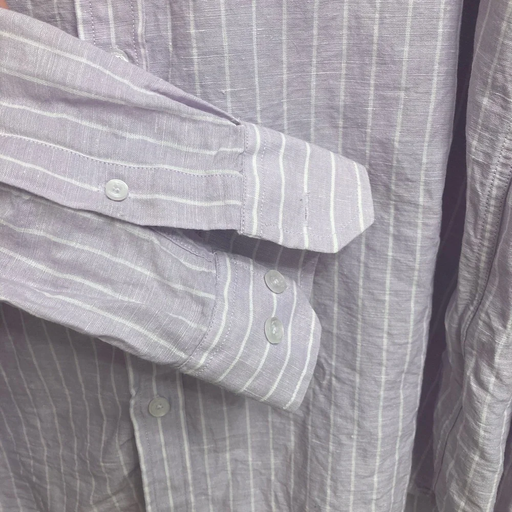 3/$15 ColorPlus Button Up Linen Blend Shirt Men’s L /42 Tailored Office Summer - Picture 3 of 6